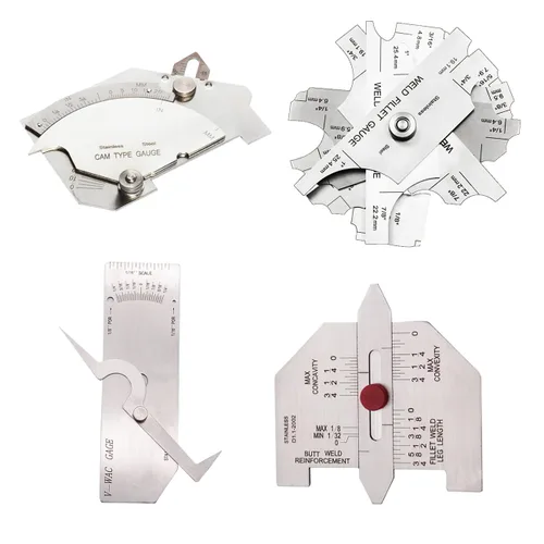 Juego de medidor de soldadura incluye calibre tipo leva y calibre de soldadura de filete y calibre de comprobación de porosidad y calados y calibre