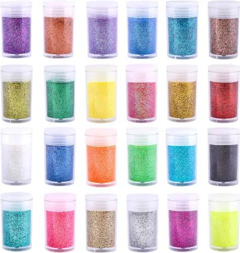Brillantina extrafina, juego de 24 colores cosméticos para arte de uñas, manualidades de resina, dispensador de polvo de brillantina suelta para