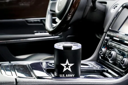 Miniatura 4 de Military Gift Shop Vaso de 20 onzas del ejército estadounidense, taza de café de acero aislado de doble pared con tapa y vaso de 20 onzas