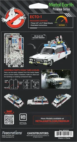 Miniatura 8 de Metal Earth Fascinations Premium Series Ecto-1 Ghostbusters 3D Kit de modelo de metal