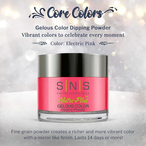 Miniatura 2 de SNS Polvo de inmersión de uñas, polvo de inmersión de color geloso, rosa eléctrico (rosa), color de uñas de larga duración dura 14 días, bajo olor