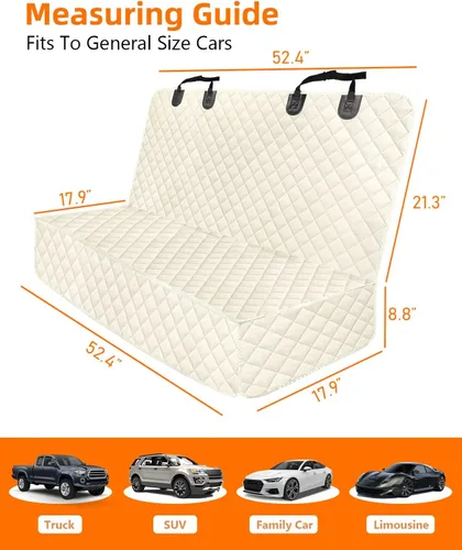 Miniatura 2 de PETICON Fundas de asiento de banco de mascotas impermeables a prueba de arañazos para automóviles, SUV, funda antideslizante duradera para asiento