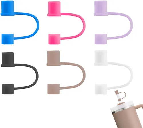 Miniatura 11 de Paquete de 6 Cubrepajitas, Adecuadas para Todas las Tazas con un Diámetro de Pajita de 0.31in/8mm, Tapas de Silicona a Prueba de Polvo