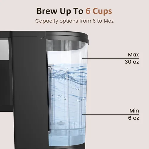 Miniatura 4 de Cafetera de una sola porción 3 en 1, cafetera para cápsulas K-Cup, café molido y tés, depósito de agua extraíble de 30 onzas, tamaños de preparación