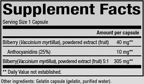 Natural Factors - HerbalFactors Arándano, Apoyo Nutricional para la Visión, 60 Cápsulas