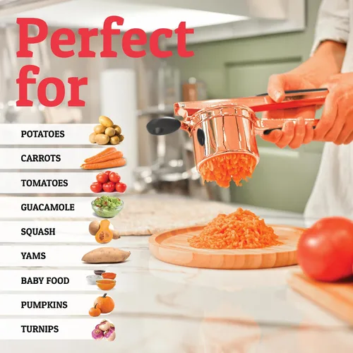 Miniatura 5 de PriorityChef - Prensa de papas grande de 15 onzas, de acero inoxidable resistente, herramienta de cocina, prensa y triturado para un puré de papas