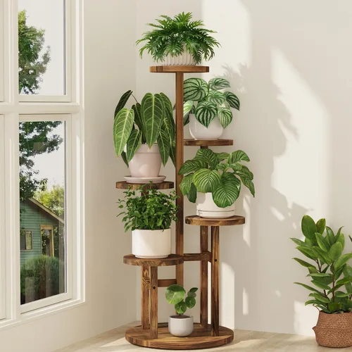Miniatura 22 de iDavosic.ly Soporte para plantas de 3 niveles para interiores, estante de metal de esquina escalonada para múltiples flores, estante alto