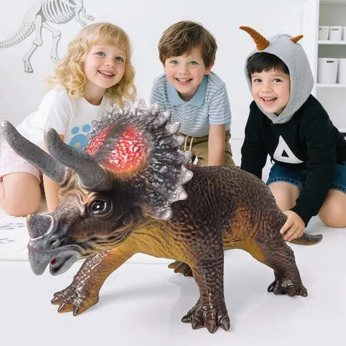 Miniatura 8 de Gzsbaby Dinosaurs King Giant Triceratops Juguete de Dinosaurio – Figura de Dinosaurio Realista y de Aspecto Real de 32 pulgadas, Juguetes