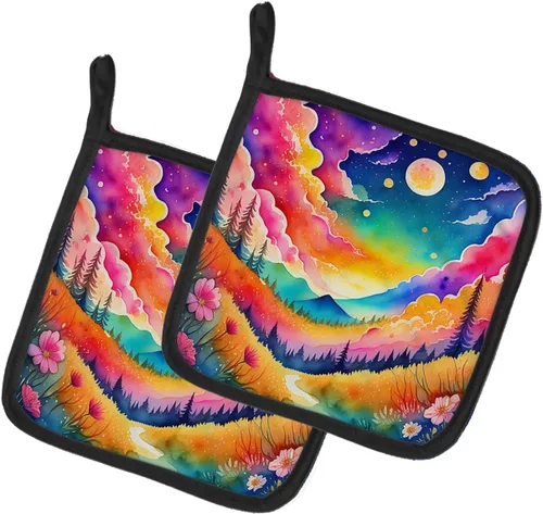 Miniatura 83 de Caroline's Treasures Juego de soportes para ollas de cocina coloridos de Asters, resistentes al calor, almohadillas calientes para cocinar, hornear