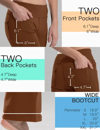 Miniatura 95 de Safort Pantalones de yoga con entrepierna de 28" 30" 32" 34"más amplios en la parte inferior para botas altas, 4 bolsillos, UPF50+