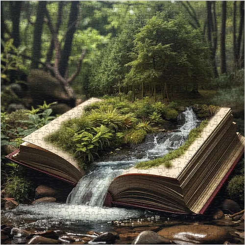Miniatura 2 de Book Forest - Rompecabezas de 1000 piezas para adultos, diseño de plantas de fantasía, rompecabezas verde acogedor de árbol