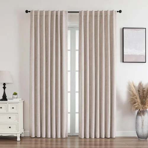 Miniatura 12 de Flyfun Cortinas opacas de 63 pulgadas de largo, juego de 2 paneles, cortinas con aislamiento térmico para sala de estar/dormitorio, bolsillo