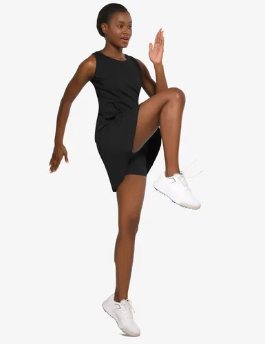 Miniatura 7 de BALEAF Vestido de golf para mujer, sin mangas, con pantalones cortos interiores, 4 bolsillos para ejercicio