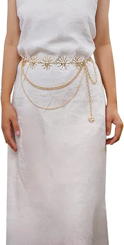 Miniatura 7 de Cinturón de cadena de metal de varias capas para mujer, estilo bohemio, para el sol, para el vientre, para la cintura