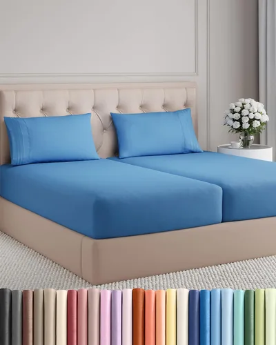Juego de sábanas de 5 piezas tamaño King dividido, cómodas, transpirables y refrescantes, ropa de cama de lujo de hotel para mujeres, hombres, 19 -