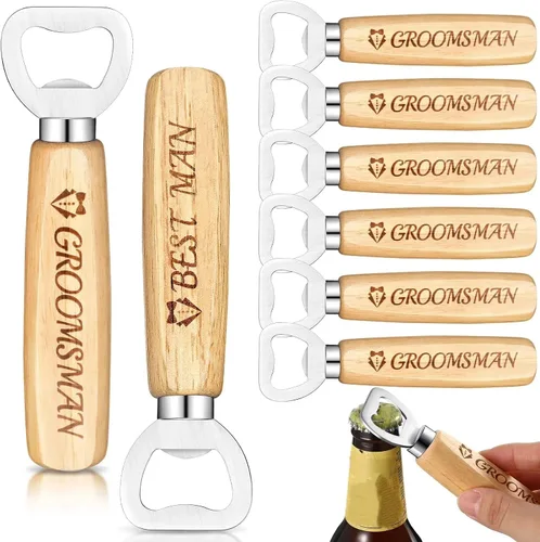 Miniatura 8 de Patelai Abrebotellas de madera, regalos para padrinos de boda, abrelatas de madera, regalos de boda, propuesta, regalo de despedida de soltero
