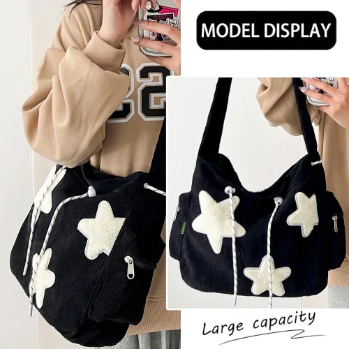 Miniatura 2 de Bolso cruzado de pana para mujer, diseño de estrella, bolso de mensajero estético, lindo bolso de hombro Y2K