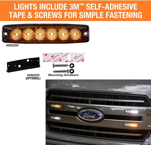 Miniatura 2 de Buyers Products 8892210 Luz estroboscópica LED de 5" ámbar/verde, 6 LED, 23 patrones de flash, carcasa de aluminio, luces de advertencia