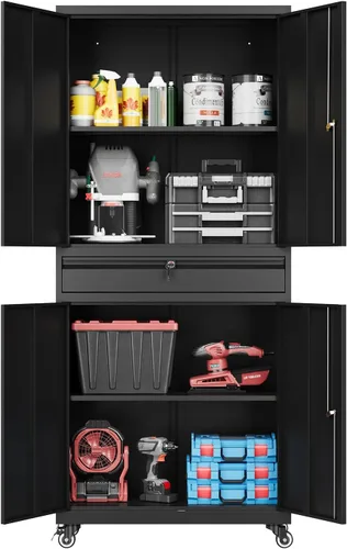 Miniatura 26 de Fesbos Armario de almacenamiento de metal, archivadores de acero de 36 pulgadas de alto con puertas con cerradura y estantes ajustables, gabinete