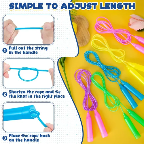 Miniatura 4 de 24 piezas de cuerdas de saltar para niños, cuerdas de saltar de PVC coloridas para niños, cuerda de saltar ajustable, cuerda de saltar sin enredos