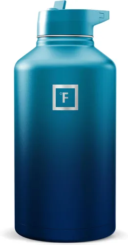 Miniatura 109 de IRON °FLASK Frasco de hidratación para acampar y senderismo con pajilla, botella de agua deportiva de acero inoxidable con aislamiento de boca Dark
