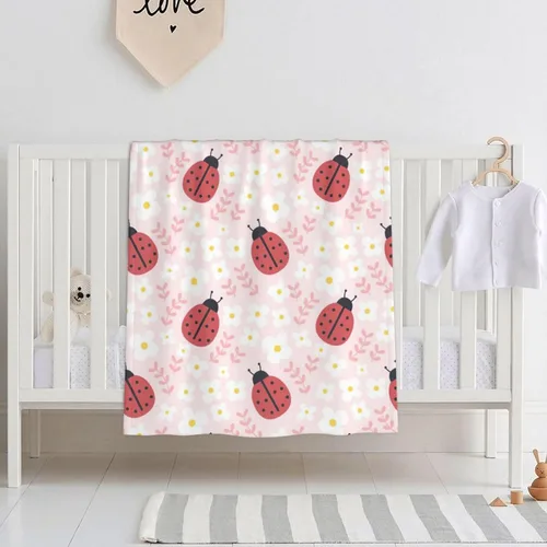 Bonita manta de bebé de mariquita para niñas y niños, manta de felpa suave, para niños pequeños y recién nacidos, guardería, cochecito, cuna, regalo