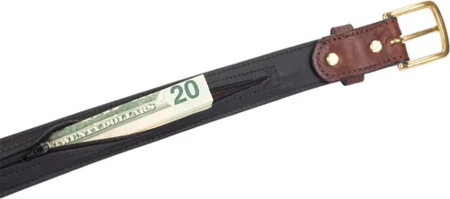 Miniatura 2 de Cinturón de cuero de viaje con bolsillo oculto para dinero, Marrón