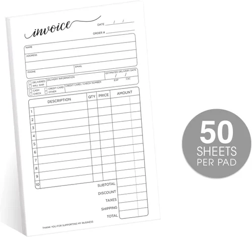 Miniatura 3 de Stylish Script - Bloc de formulario de factura sin carbono de 2 partes, 50 hojas, 3.4 x 5.5 pulgadas, libro de recibos de venta de pedidos de compra