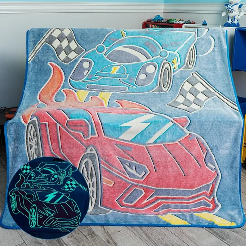 Manta de Lanzar de Coche de Carreras que Brilla en la Oscuridad – Divertido Regalo de Cumpleaños para Niños que Aman los Coches de Juguete y Coches