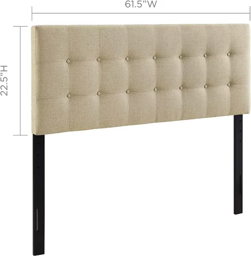 Miniatura 2 de Modway Emily Cabecera Queen Tapizada en Tela de Lino Acolchada con Botones en Beige