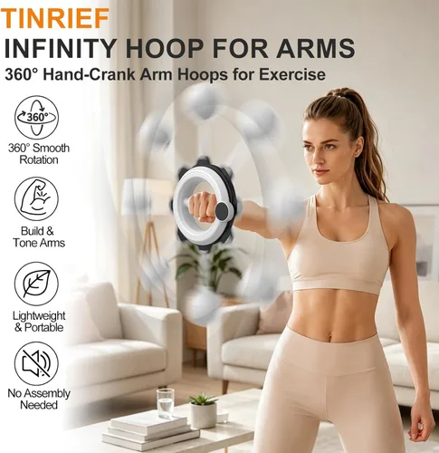 Miniatura 2 de Infinity Hoop for Arms 360° Hand-Crank Arm Hoops for Exercise,Forearm, Chest, Shoulder and Arm Muscle Training Fitness Equipment, Flabby Arm 2-Blanco