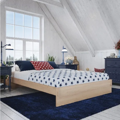 Miniatura 12 de Decoro Liberty - Cama de plataforma de madera, acabado de nogal, tamaño Queen