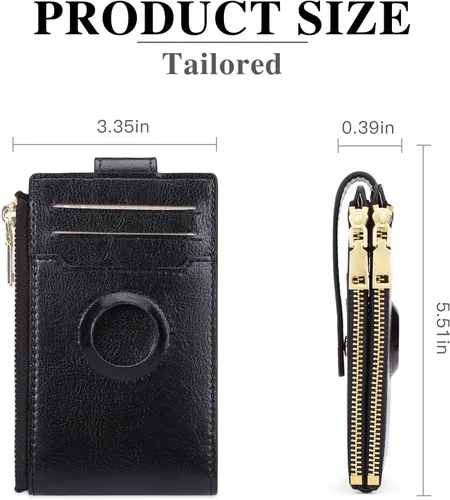 Miniatura 5 de FALAN MULE Billetera para AirTag para mujer con funda integrada para AirTag, AB-Negro medianoche