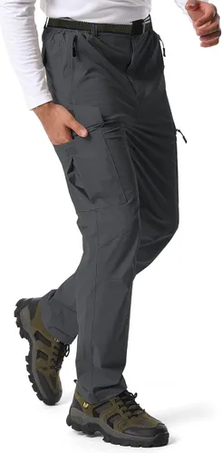 Miniatura 16 de Pantalones de senderismo para hombre, ligeros, transpirables, con 6 bolsillos, para verano, casual, de secado rápido, impermeables, pantalones