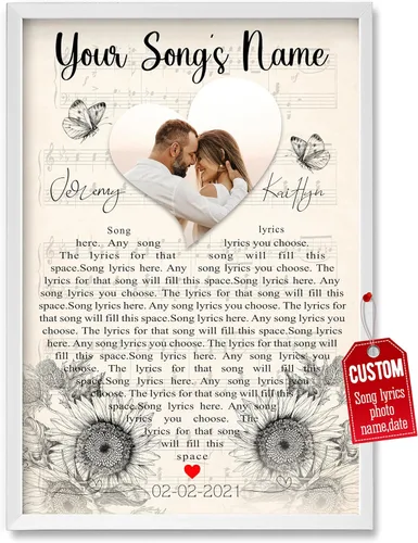 Miniatura 36 de H-DEWALL Póster personalizado de letras de canciones, regalos para marido, foto inspiradora, arte de pared, decoración de casa, sala de estar