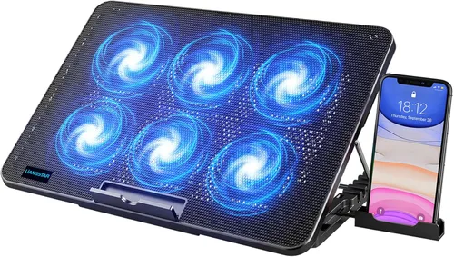 Miniatura 7 de LIANGSTAR Almohadilla de enfriamiento para laptop, enfriador de laptop con 6 ventiladores silenciosos para portátiles de 12 a 17 pulgadas, soporte