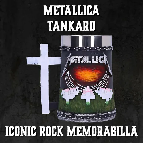 Miniatura 3 de Nemesis Now Metallica Master of Puppets Jarra, Resina Pintada a Mano, Arte de Álbum de Metal Oficialmente Licenciado, Inserción de Acero Inoxidable