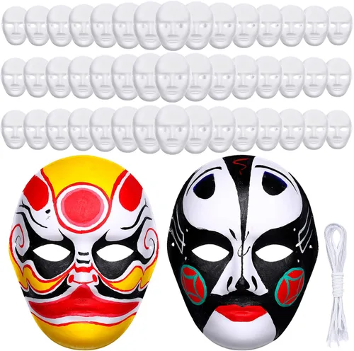 Aoriher 30 máscaras de papel maché de papel para bricolaje, máscaras blancas pintables para manualidades, a granel para Mardi Gras, cosplay, fiesta