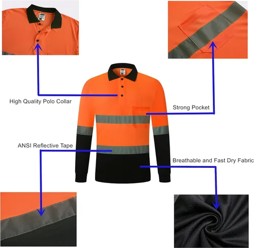Miniatura 5 de Camisa de seguridad para hombre, camiseta reflectante de alta visibilidad, de secado rápido, transpirable, suave naranja+negro-02