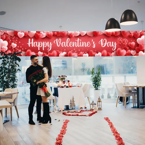 Miniatura 4 de KatchOn, Cartel de feliz día de San Valentín, grande, 120 x 20 pulgadas, decoraciones de patio de San Valentín, decoración del día de San Valentín