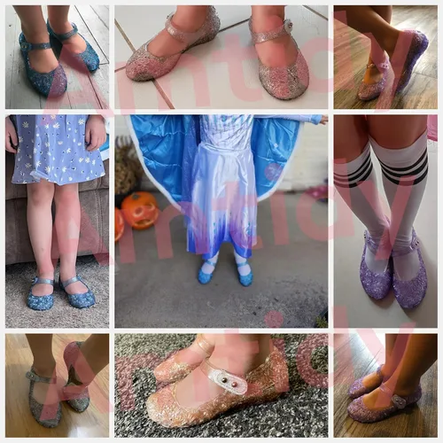 Miniatura 6 de Amtidy - Zapatos bajos tipo princesa inspirados en disfraces de Frozen, Elsa y reina de nieve, para niñas, sandalias para cumpleaños