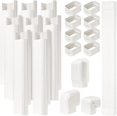 Miniatura 13 de HOXHA Kit de Cubierta para Línea de Mini Split de 3" de Ancho x 10 Pies de Largo, Cubierta Decorativa de PVC Delgada para Sistemas de Aire