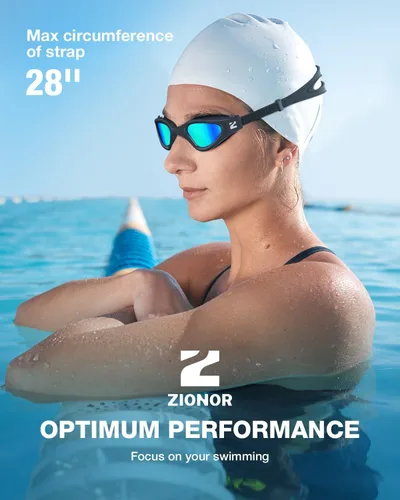 Miniatura 7 de ZIONOR Gafas de natación G1 SE antivaho para adultos, hombres y mujeres Marco Allblack de lente A5 dorado