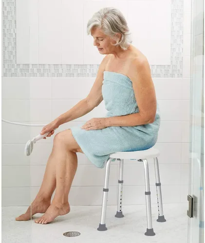 Miniatura 6 de Carex Taburete de ducha compacto, taburete de baño de altura ajustable y asiento de ducha, asiento de baño de aluminio que soporta 250 libras