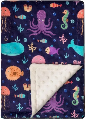 Miniatura 13 de Manta de Felpa Suave Minky para Niños y Niñas - Doble Capa con Respaldo Punteado, de Recién Nacido a Niño Pequeño - Regalos para Baby Shower