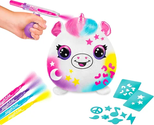 Miniatura 4 de Canal Toys Personaliza el unicornio de peluche esponjoso mediano con aerógrafo. Decora, lava, repite. Personaliza tu propia felpa de arte en aerosol