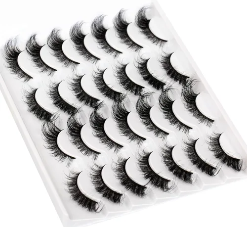 Miniatura 208 de Pooplunch - Pestañas postizas finas de visón sintético, estilo ojo de gato, naturales, cruzadas, tipo racimo, efecto 8D de volumen, tiras