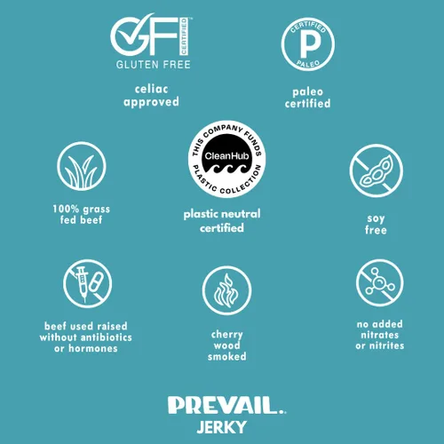 Miniatura 4 de Charqui de pavo de pastoreo, de PREVAIL - ¡Bajo en sodio y sin gluten! Paquete de (3) bolsas Nuestro charqui gourmet está certificado paleo