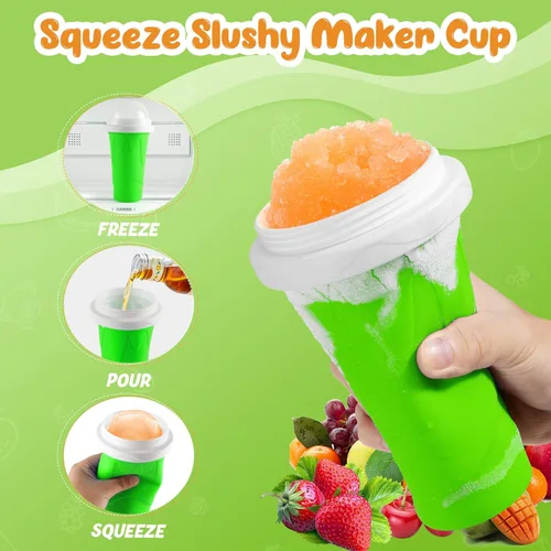 Miniatura 3 de Tgosomt Taza de Granizado, Taza Mágica de Granizado Rápido Congelado, Fabricante de Helado, Cosas Divertidas y Cool (Verde)