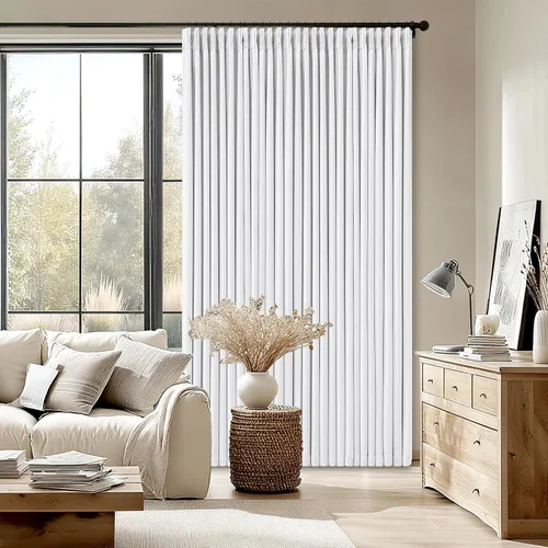 Miniatura 126 de Juego de 2 paneles de cortinas plisadas negras de 80 pulgadas para sala de estar, cortinas plisadas de lino con forro de 80 pulgadas de largo, 100%